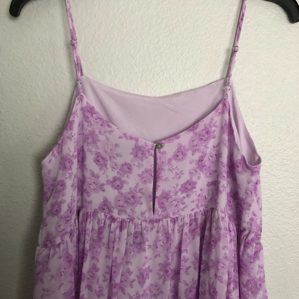 Pink and purple floral ruffle tier mini dress - Picture 6 of 6